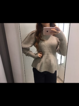 「H&M（エイチ・アンド・エム）のアイテム（ニット/セーター、グレー系）」を使った、ゆりりんさん（レディース・163cm）の秋コーディネート