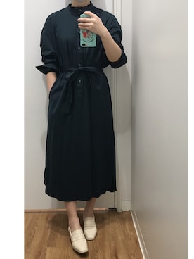 「UNIQLO（ユニクロ）のアイテム（シャツワンピース、グリーン系）」を使った、ゆりりんさん（レディース・163cm）の春コーディネート