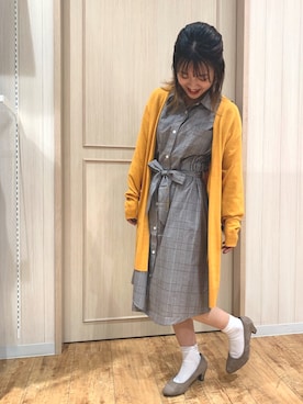 「SHOO・LA・RUE（シューラルー）の◆【M-3Lまで/静電防止/洗濯機可】ロングニットカーディガン（カーディガン/ボレロ）」を使った、さばちさん（レディース・148cm）の秋コーディネート