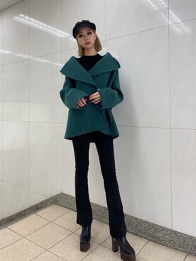 「ENVYM（アンビー）のアイテム（ピーコート）」を使った、envym_sakuraさん（レディース・163cm）の秋コーディネート