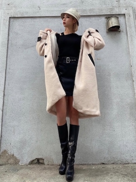 「ENVYM（アンビー）の２ＷａｙカラーロングファーＣＴ（その他アウター）」を使った、envym_sakuraさん（レディース・163cm）の冬コーディネート