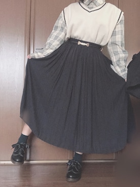 「アイテム（ソックス/靴下、グリーン系）」を使った、猫宮さん（レディース・148cm）の冬コーディネート