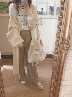 「リブニットパンツ」｜sonさん（レディース・158cm）の秋コーディネート