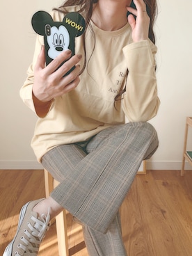 「チェック柄に恋してる」｜「アイテム（PC・スマホグッズ/家電）」を使った、sonさん（レディース・158cm）の秋コーディネート