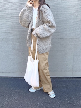 「SLOBE IENA（スローブイエナ）のアイテム（チノパンツ）」を使った、sonさん（レディース・158cm）の冬コーディネート