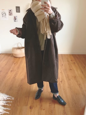 「Libra Cue（リブラ キュー）のアイテム（ステンカラーコート）」を使った、sonさん（レディース・159cm）の冬コーディネート