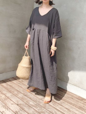 「LOWRYS FARM（ローリーズファーム）のウッドバングル　880326（バングル/リストバンド）」を使った、sonさん（レディース・159cm）の夏コーディネート