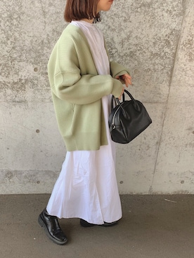 「ミントグリーン」｜「アイテム（ボストンバッグ）」を使った、sonさん（レディース・159cm）の冬コーディネート