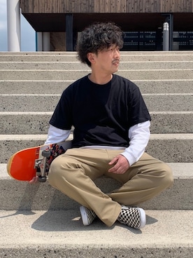 「Right-on（ライトオン）のアイテム（チノパンツ）」を使った、rrrhiroshimaさん（メンズ・171cm）の春コーディネート