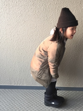 「thenorthface」｜「アイテム（MA-1）」を使った、yuMeさん（キッズ・110cm）の冬コーディネート