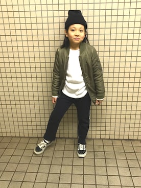 「kids」｜「アイテム（MA-1）」を使った、yuMeさん（キッズ・120cm）の春コーディネート