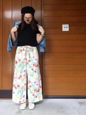 「YANUK（ヤヌーク）のアイテム（ジャケット/アウター）」を使った、yumiさん（レディース・158cm）の春コーディネート