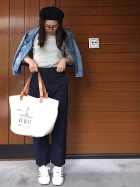 「YANUK（ヤヌーク）のアイテム（ジャケット/アウター）」を使った、yumiさん（レディース・158cm）の春コーディネート