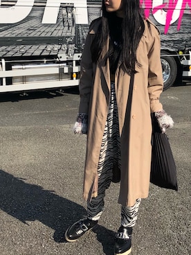 「mame」｜「アイテム（トレンチコート）」を使った、rina さん（レディース・164cm）の冬コーディネート