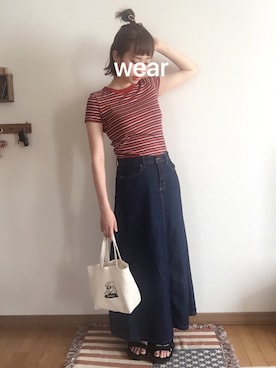 「切りっぱなし」｜「アイテム（サンダル）」を使った、8mam.さん（レディース・165cm）の夏コーディネート