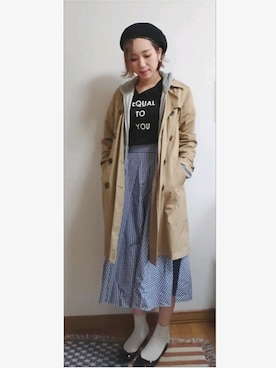 「LEPSIM（レプシィム）のアイテム（トレンチコート）」を使った、8mam.さん（レディース・165cm）の春コーディネート