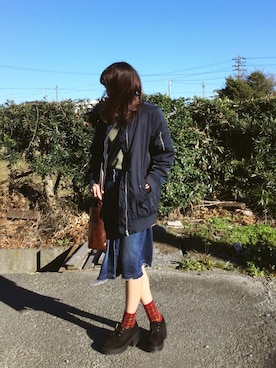 「RETRO GIRL（レトロガール）のアイテム（その他シューズ）」を使った、ちゃんりささん（レディース・155cm）の冬コーディネート