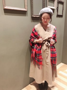 「シンプルおしゃれが好き」｜「アイテム（ハンチング/ベレー帽）」を使った、こながたさん（レディース・158cm）の秋コーディネート