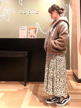 「アニマル」｜「アイテム（その他アウター）」を使った、こながたさん（レディース・158cm）の冬コーディネート