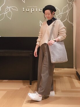 「ジャックパーセル」｜「アイテム（ハンチング/ベレー帽）」を使った、こながたさん（レディース・158cm）の冬コーディネート