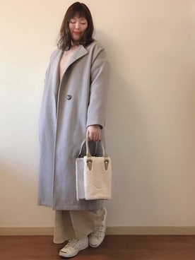 「フェザー」｜「アイテム（スニーカー）」を使った、こながたさん（レディース・158cm）の冬コーディネート