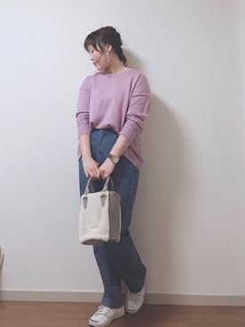 「ブイネック」｜こながたさん（レディース・158cm）の冬コーディネート