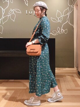 「新作」｜「アイテム（ハンチング/ベレー帽）」を使った、こながたさん（レディース・158cm）の冬コーディネート
