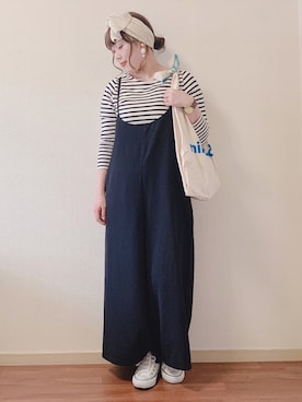 「カオリノモリ」｜「アイテム（サロペット/オーバーオール）」を使った、こながたさん（レディース・158cm）の冬コーディネート