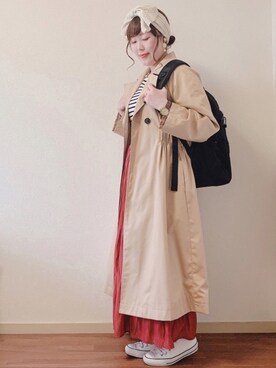「カオリノモリ」｜「アイテム（トレンチコート）」を使った、こながたさん（レディース・158cm）の冬コーディネート