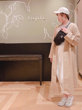 「トレンチ」｜「アイテム（帽子）」を使った、こながたさん（レディース・158cm）の冬コーディネート