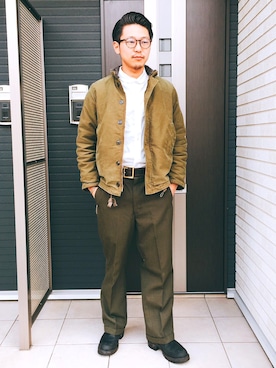 「アイテム（ミリタリージャケット）」を使った、Issei Suzuki さん（メンズ・168cm）の冬コーディネート