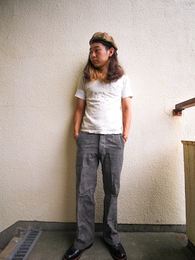 「CUSHMAN（クッシュマン）のアイテム（パンツ）」を使った、Issei Suzuki さん（メンズ・168cm）の秋コーディネート