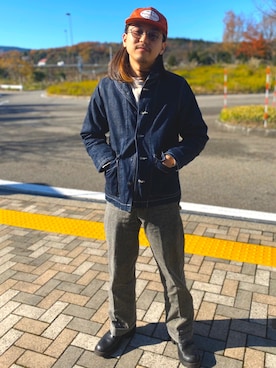 「CUSHMAN（クッシュマン）のアイテム（パンツ）」を使った、Issei Suzuki さん（メンズ・168cm）の秋コーディネート