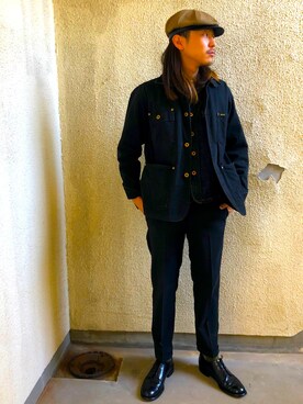 「アイテム（ベスト、ブルー系）」を使った、Issei Suzuki さん（メンズ・168cm）の春コーディネート