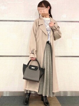 「Te chichi（テチチ）のアイテム（トレンチコート）」を使った、Wendyさん（レディース・162cm）の秋コーディネート