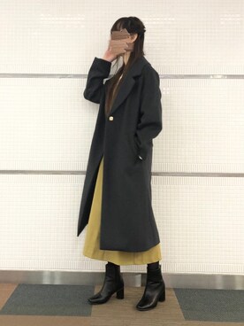 「Te chichi（テチチ）のアイテム（チェスターコート）」を使った、Wendyさん（レディース・162cm）の冬コーディネート