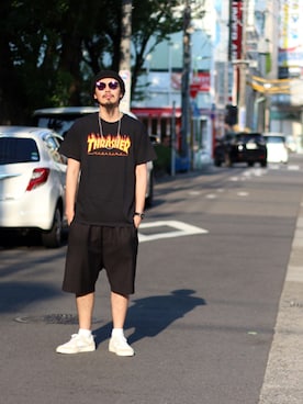 「THRASHER（スラッシャー）のアイテム」を使った、m.fujiiさん（メンズ・181cm）の夏コーディネート