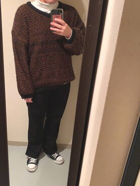 「RETRO GIRL（レトロガール）のタックセミフレアパンツ（その他パンツ）」を使った、yukkoさん（レディース・164cm）の冬コーディネート