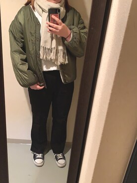 「RETRO GIRL（レトロガール）のタックセミフレアパンツ（その他パンツ）」を使った、yukkoさん（レディース・164cm）の冬コーディネート