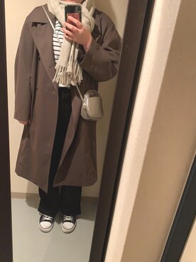 「RETRO GIRL（レトロガール）のタックセミフレアパンツ（その他パンツ）」を使った、yukkoさん（レディース・164cm）の冬コーディネート