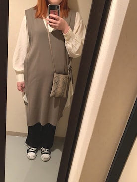 「RETRO GIRL（レトロガール）のタックセミフレアパンツ（その他パンツ）」を使った、yukkoさん（レディース・164cm）の春コーディネート