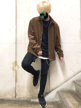 「WEGO（ウィゴー）のWEGO/スラブワッフルラウンドロングタンクトップ（タンクトップ）」を使った、じぇーぴーさん（メンズ・170cm）の秋コーディネート