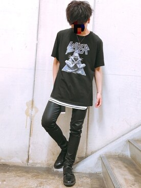 「WEGO（ウィゴー）のWEGO/スラブワッフルラウンドロングタンクトップ（タンクトップ）」を使った、じぇーぴーさん（メンズ・170cm）の春コーディネート