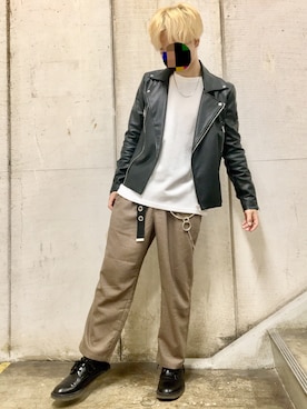 「BACK NUMBER（バックナンバー）のアイテム（ライダースジャケット）」を使った、じぇーぴーさん（メンズ・170cm）の秋コーディネート