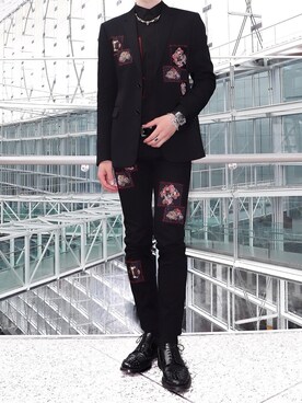 Dior Homme フローラルパッチ ジーンズ Men コットン ポリエステル スパンデックス 29を使ったメンズ人気ファッション コーディネート Wear