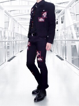 Dior hommeのデニムジャケットを使った人気ファッションコーディネート