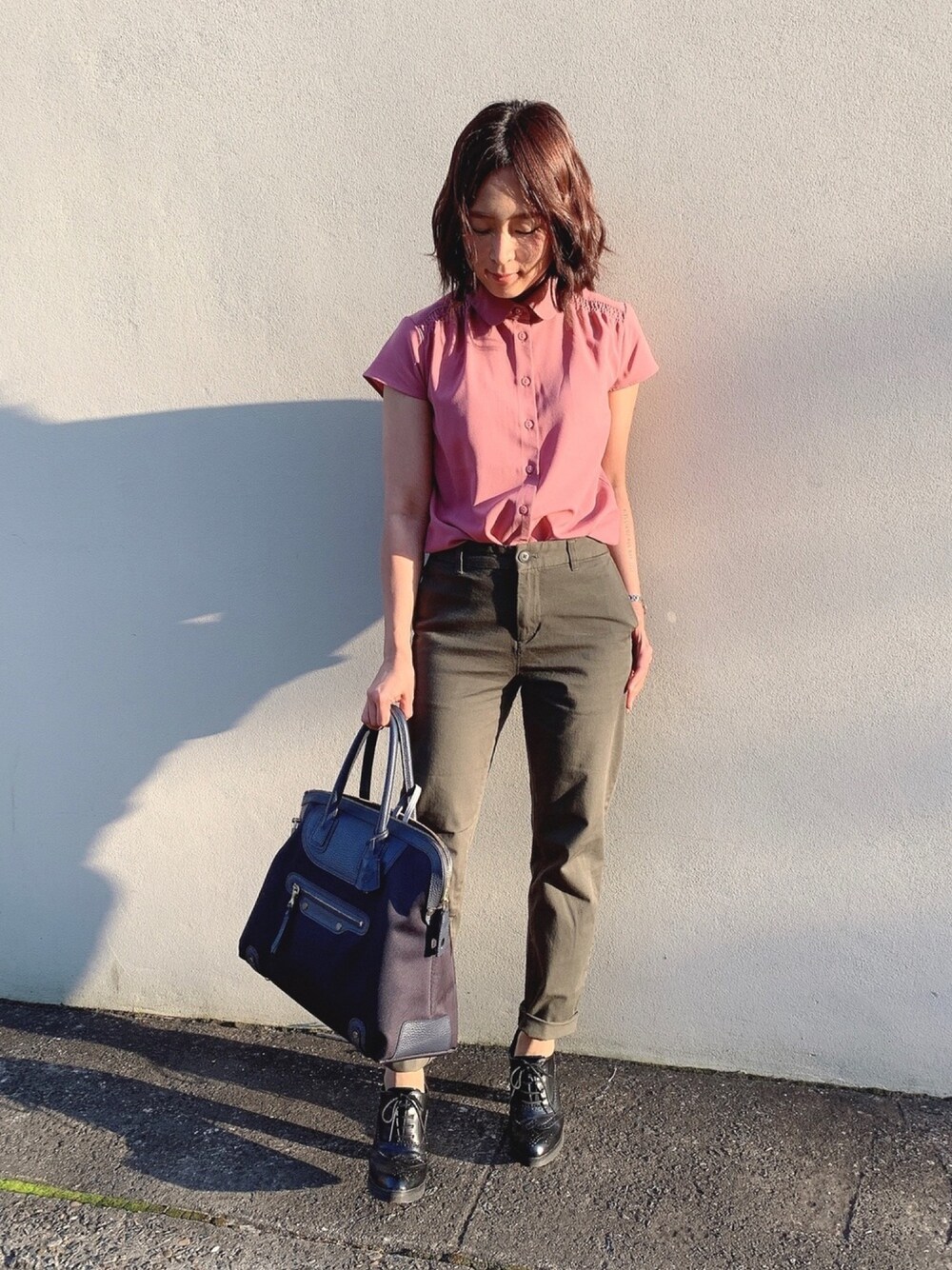 「MUJI、ZARA、CITIZEN、TOFF & LOADSTONE、shirts、pink」｜「princess highwayのアイテム（シャツ/ブラウス、ピンク系）」を使った、𝒩𝑒𝓀𝑜さん（レディース・145cm）の春コーディネートの1枚目の写真