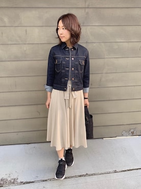 「MUJI」｜「アイテム（アナログ腕時計）」を使った、𝒩𝑒𝓀𝑜さん（レディース・145cm）の春コーディネート