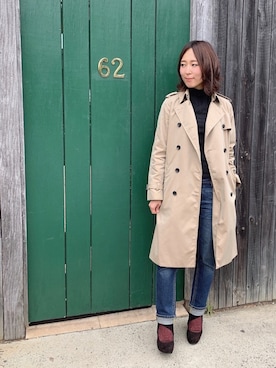 「MUJI」｜「アイテム（トレンチコート）」を使った、𝒩𝑒𝓀𝑜さん（レディース・145cm）の春コーディネート