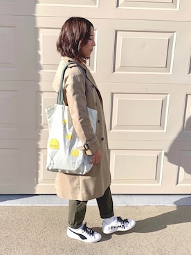 「MUJI」｜「アイテム（トレンチコート）」を使った、𝒩𝑒𝓀𝑜さん（レディース・145cm）の春コーディネート